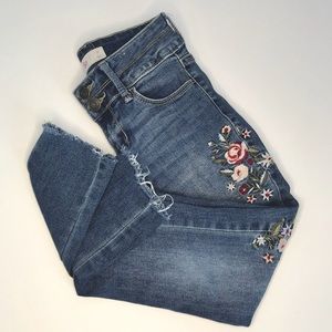 Girls distressed jeans mid-rise adjustable waist